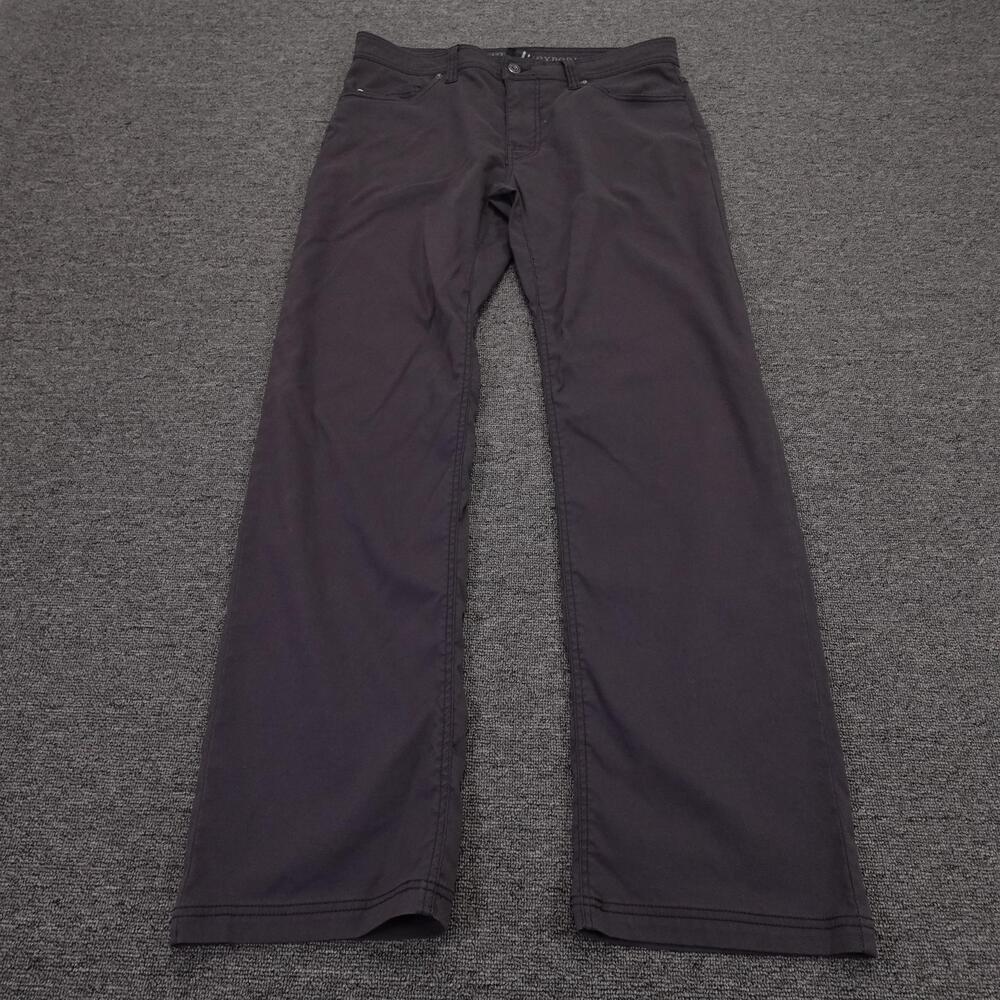 PrAna Pants Mens 34x32 Gray Slim Fit Stretch Nylon 5 Pocket Hiking Outdoor
